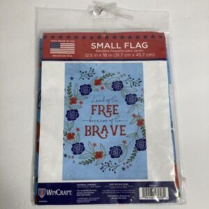 Patriotic  Flag Small 12.5x18 in Free Brave USA America 4th of July NEW‎